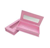 Plain pink private label window create your own eyelash packaging box