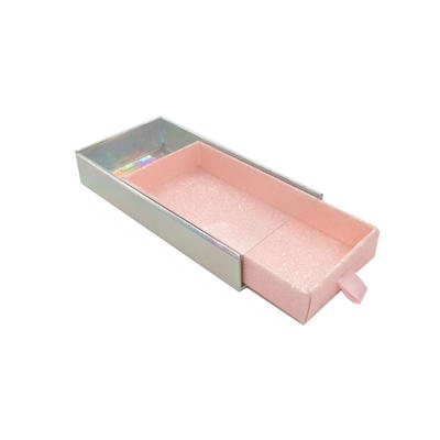 Holographic baby pink glitter drawer custom logo lash boxes