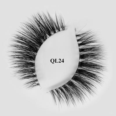 3d transparent band real mink fur natural fake eyelashes with custom box QL24