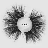 25mm Long false lashes best mink fur eyelash 3d mink eyelashes with custom packaging box KS26