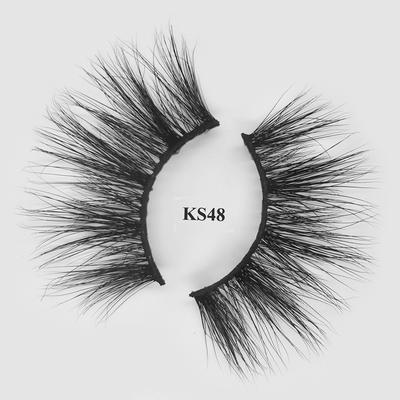Best 25mm strip mink hair eyelashes custom box private label wholesale 3d mink lashes KS48