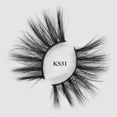 Natural looking private label 25mm real mink lashes with custom packaging KS31