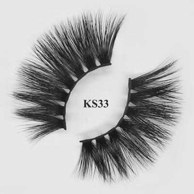 25mm Natural fake eyelashes 5d mink strip lashes wholesale KS33