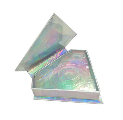 Wholesale diamond shape holographic lash box empty eyelash packaging