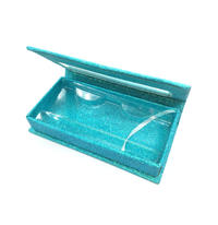 Luxury aqua green glitter magnetic closure lash box eyelash packaging with window