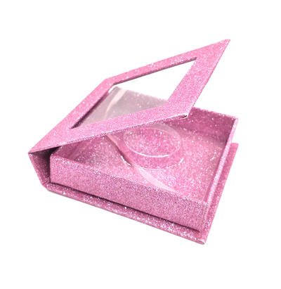 Luxury tiffany blue glitter magnetic closure square lash box eyelash packaging with window