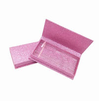 Empty pink glitter cardboard lash gift packing custom eyelash packaging box