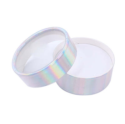 Empty round holographic eyelash packaging box